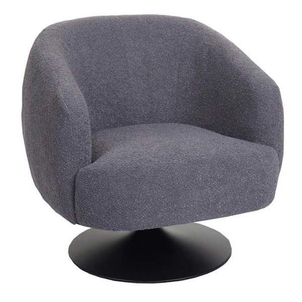 Soffa loungestol med svängbart hörn och rundade kanter i mörkgrå boucletyg och metall 04_0006852 Grå