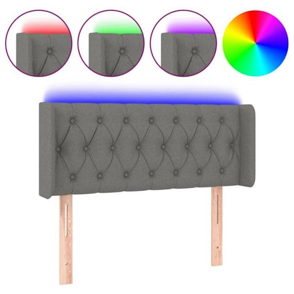 Sengegavl tilbehør til soveværelse møbel med LED 103 x 16 x 78/88 cm mørkegrå stof TDL0201171 Grå