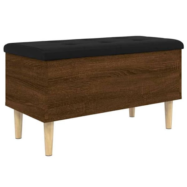 Bänk bänk för förvaring med svart sittkudde 82 x 42 x 46 cm ingenjörsträ färg ekbrun DEC024745 kastanj
