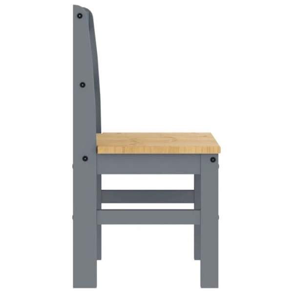 Sæt med 2 køkken- eller spisestuestole i rustik design af grå fyrretræ DEC025572 kastanj
