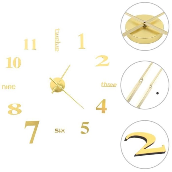 Väggklocka 3D Modern design 100 par par L Guld