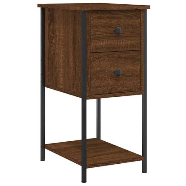 Sæt af 2 natborde med to skuffer 32 x 42 x 70 cm ingeniørtræ i brun og jern DEC035823 kastanj
