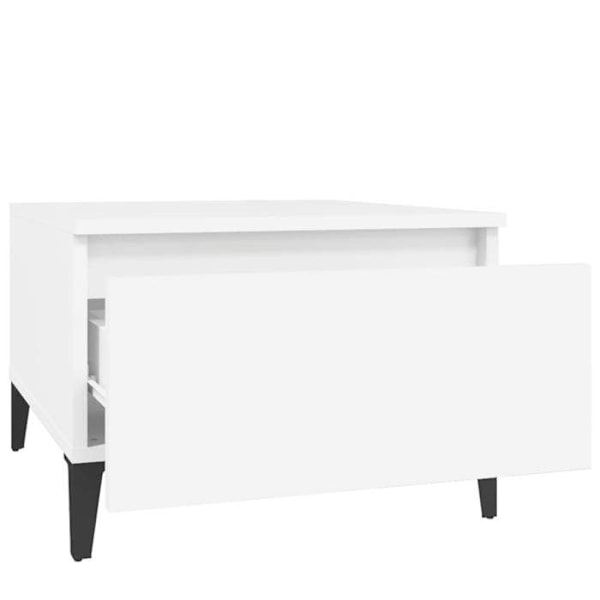 Sæt af 2 sideborde med skuffe 50 x 46 x 35 cm i hvidt ingeniørtræ DEC032615 Vit