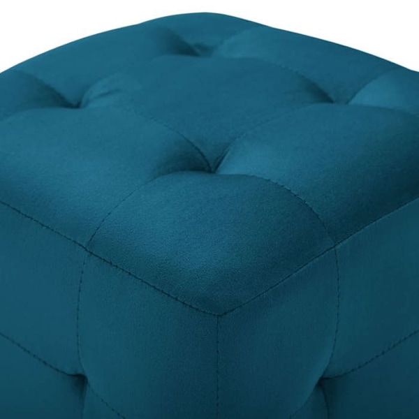 Sæt med 2 taburetter puffere fodskamler 30 x 30 x 30 cm i blå velour DEC032755 Blå