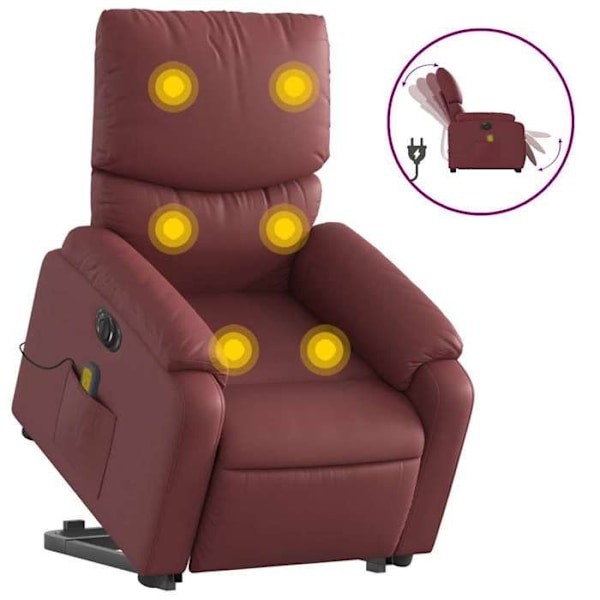 Afslapningsstol med massagefunktion og justerbar i rød bordeaux DEC027836 Bordeaux