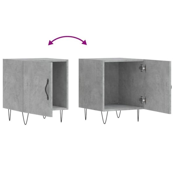 Sæt med 2 natborde med skab med dør 40 x 40 x 50 cm grå ingeniørtræ DEC035394 kastanj