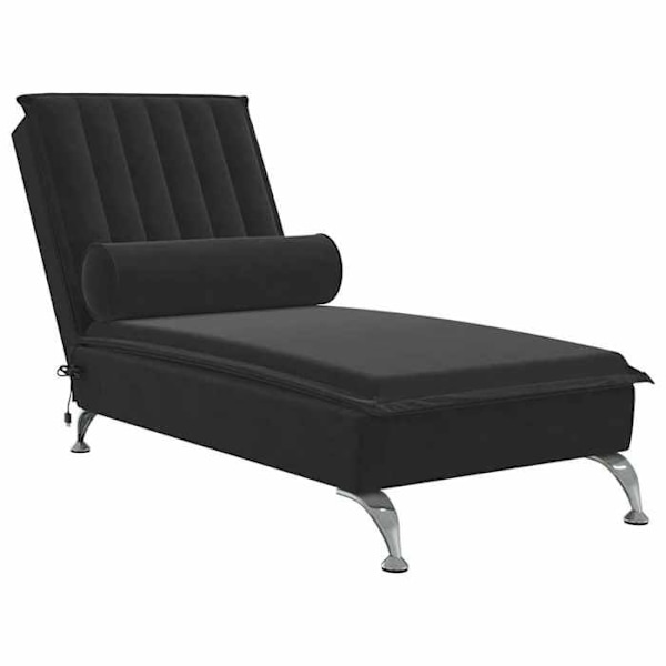 Meridienne chaise longue sisätiloille, värähtelytoiminto mustalla samettityynyllä DEC026156 Svart