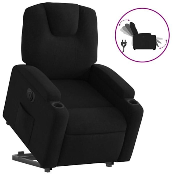 Fauteuil relax TV med elektrisk løftefunktion meget komfortabel i sort stof DEC028487 Svart