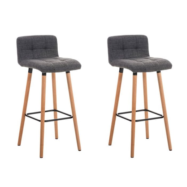 Sæt med to barstole med fodstøtte i lys grå stof, skandinavisk design 10_0004322 Grå