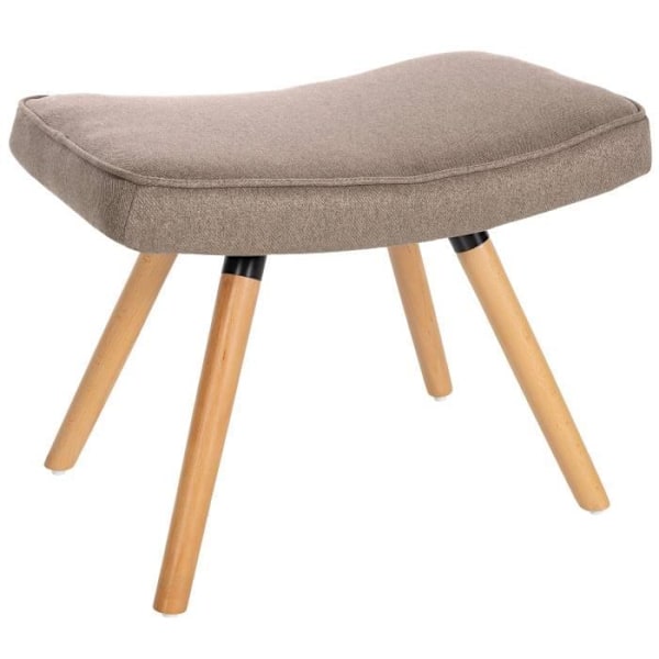 Repose-fod - Noname - Taburet i taupe stof - Træben - Skandinavisk stil - 100% polyester Mol