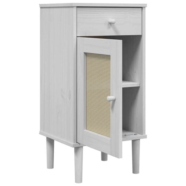 Yöpöytä laatikolla ja lokero 40 x 35 x 80 cm valkoista mäntyä ja laminoitua hartsia DEC034573 Vit