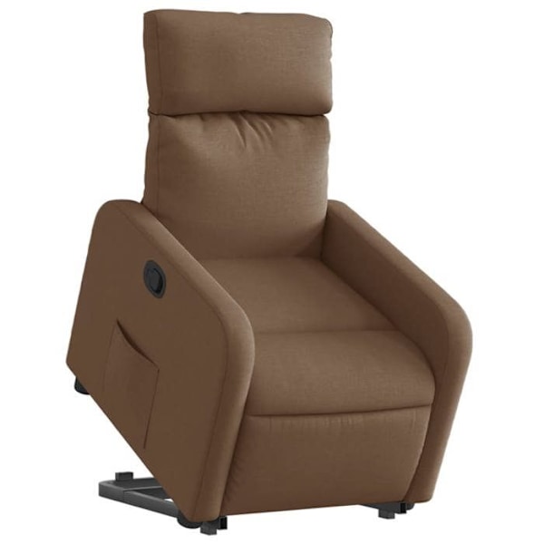 Fauteuil relax TV med komfortabel polstring og elektrisk løftefunktion i brunt stof DEC028052 kastanj