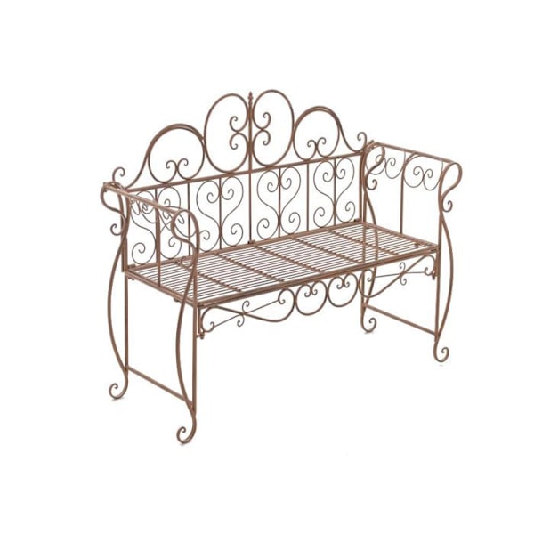 Bänk i rustik design, 128 cm bred, i gammalbrun metall 10_0002938 kastanj