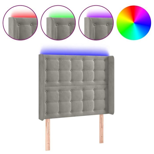 Senggavl tilbehør til soveværelse møbel med LED 83 x 16 x 118/128 cm lysegrå velour TDL0201256