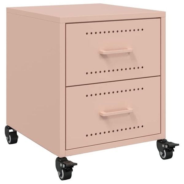 Sängbord på hjul med två lådor 36 x 39 x 43,5 cm rosa stål DEC034556 Rosa