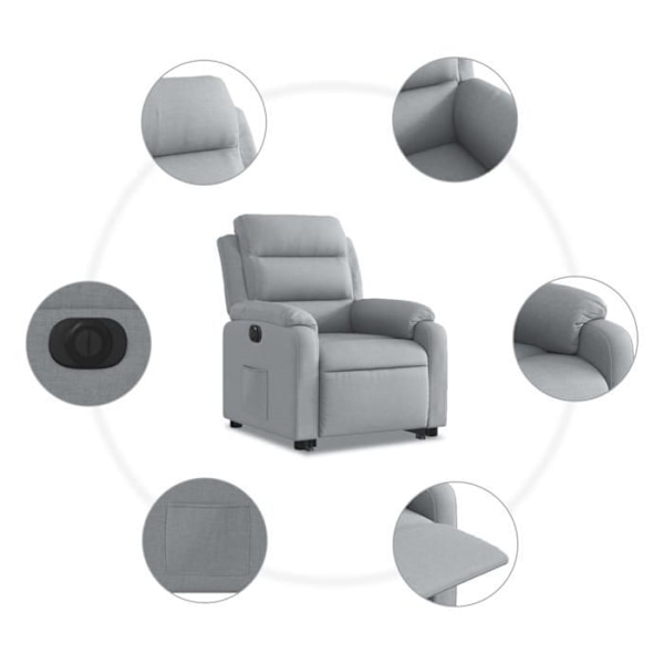 Lazy chair TV funktion med elektrisk lift, meget behagelig i lys grå stof DEC028320 Grå