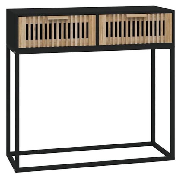 Moderne konsolbord til entre, sidebord med skuffer 80 x 30 x 75 cm ingeniørtræ og sort jern DEC032164 kastanj