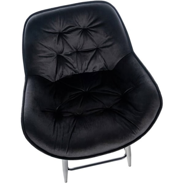 Barstol høj x1 sæde med tufted effekt i sort velour og sort metal 10_0004891 Metall