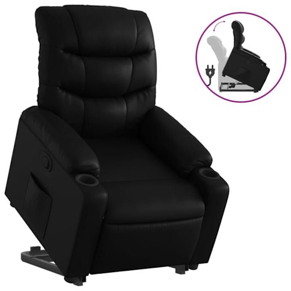 TV relax stol, komfortabel polstring, elektrisk løftfunktion i sort PVC DEC028071 Svart