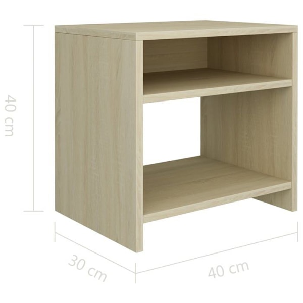 Set med 2 sängbord med öppen förvaring 40 x 30 x 40 cm ingenjörsträ färg ek DEC035876 kastanj