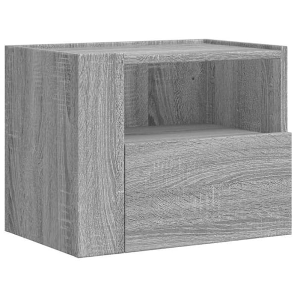 Væghængt natbord med skuffe og åbent rum 45 x 30 x 35 cm grå ingeniørtræ DEC034333 kastanj