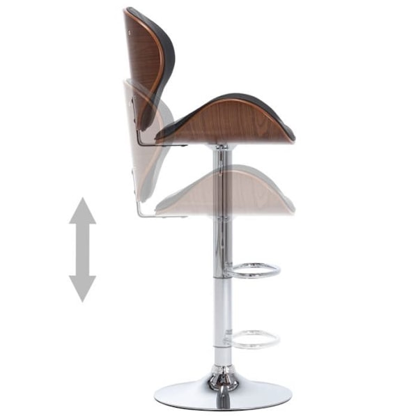 Barstol x1 høj stol i retro design i sort PVC, buet træ og metal DEC029513 kastanj