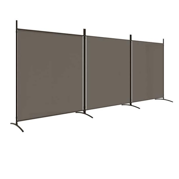 rumdeler skillevæg 3 paneler 525 x 180 cm stof anthracit og jern DEC030726 Flerfärgad
