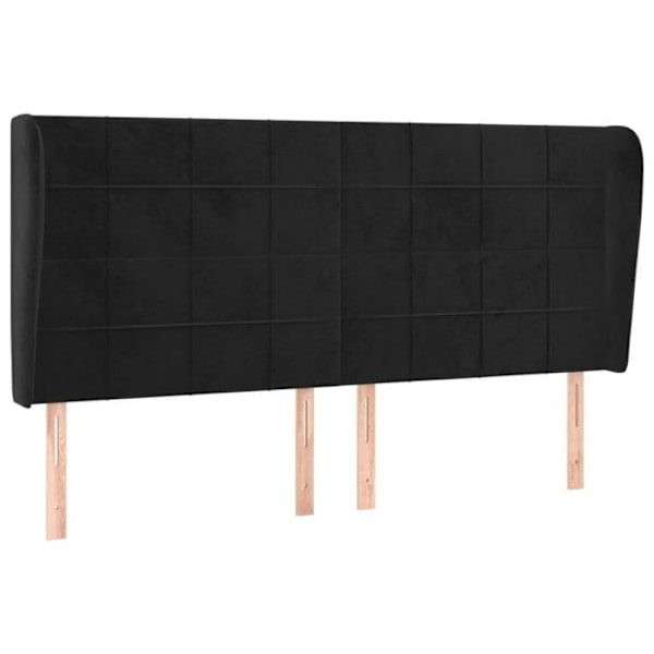 Hovedgærde til sengs i soveværelse med sidekant 203 x 23 x 118/128 Sort velourstof