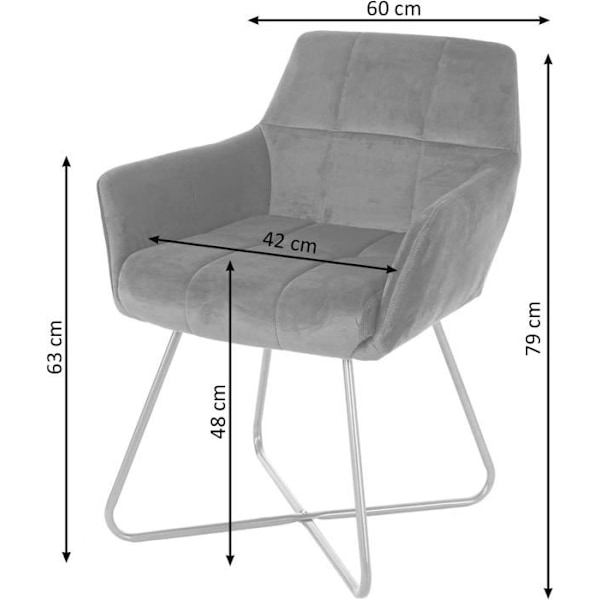 Stol - Design - Retro - Sort Velour - Metalben - 1 Plads Svart