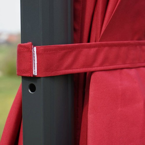 Parasol urheilulle ristijalka 3 x 3 m polyesteri savenvärinen alumiini 23 kg tukijaloilla 04_0007922 Guld