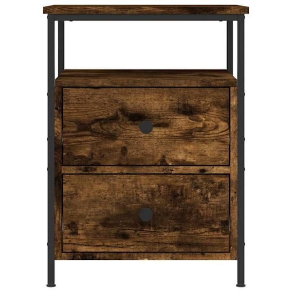 Sæt med 2 natborde med skuffer og hylde 44 x 45 x 60 cm ingeniørtræ brun og jern DEC035143 kastanj