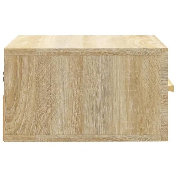 Vægmonteret natbord med skuffe 35 x 35 x 20 cm i træbaseret materiale farve eg DEC034283 kastanj