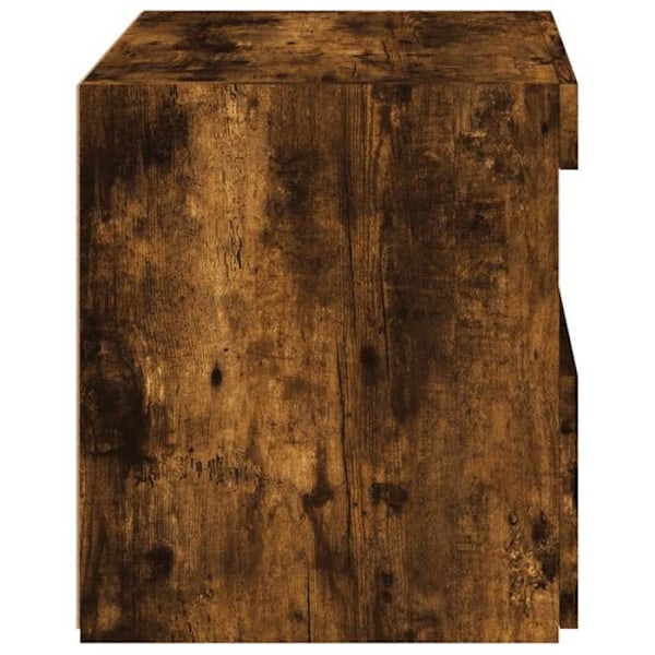 Natteskab med LED-lamper med skuffe og åbent rum 50 x 40 x 45 cm brunt ingeniørtræ DEC033176 kastanj