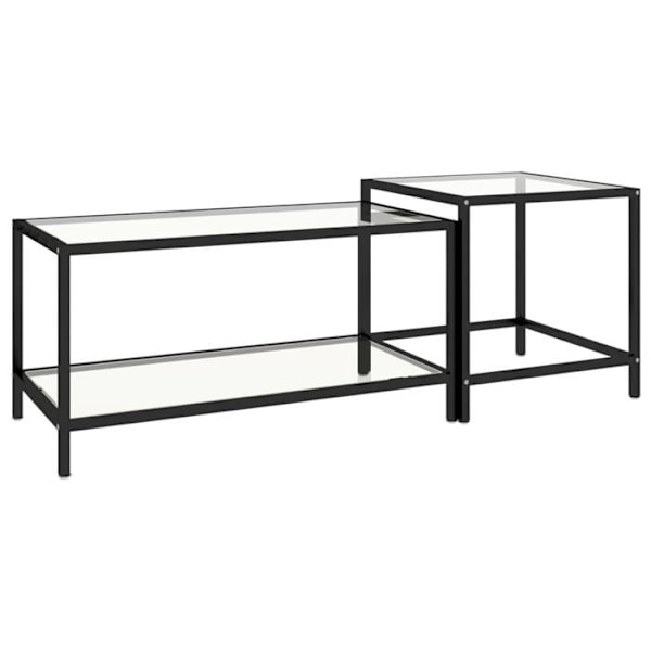 Set med 2 låga bord av transparent härdat glas och stål DEC032747 Transparent