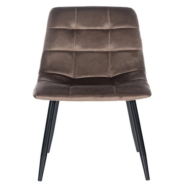 Spisestuestol x1 firkantede syninger i brun velour med sorte metalben 10_0001962 kastanj