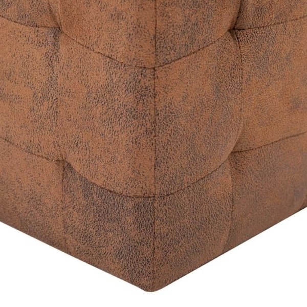 2 kpl 30 x 30 x 30 cm PVC-nahkakiiltopinnalla varustetut nappipehmustetut pöydät, ruskea DEC029937 kastanj