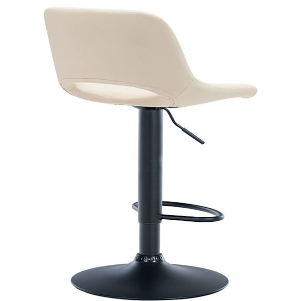 Barstole høje stole x2 med fodstøtte i PVC creme, metalstel sort 10_0004067 Grädde