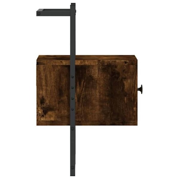 Seinäyöpöytä laatikolla 35 x 30 x 51 cm tekopuu ruskea ja metalli DEC034253 kastanj
