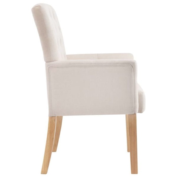 4 kpl beige kangastuolien ruokapöydän tuoleja, joissa on käsinojat ja puujalat DEC025460 Beige