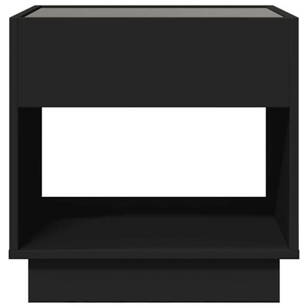 Yöpöytä LED-peilillä ja avoimella osastolla 50 x 50 x 50 cm mustaa engineering-puuta ja lasia DEC033160 kastanj