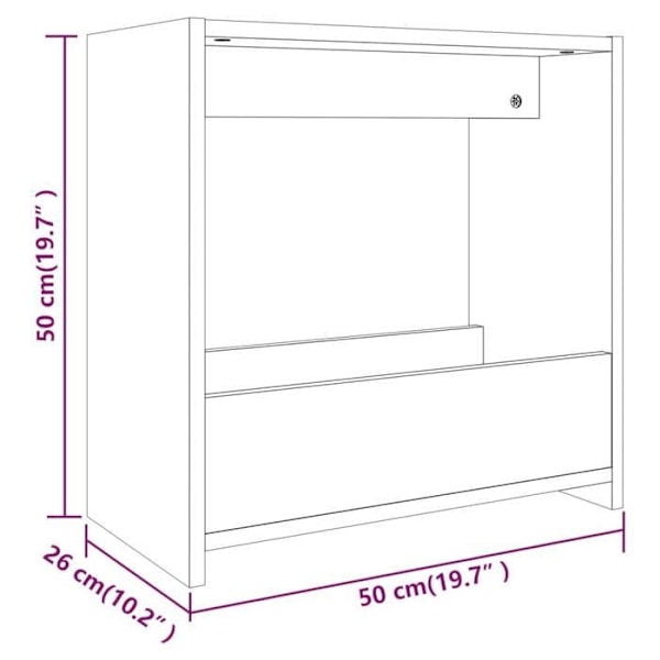 Sido bordstablett vid soffbord, vardagsrumsmöbel 50 x 26 x 50 cm, grå ingenjörsträ DEC032529 kastanj