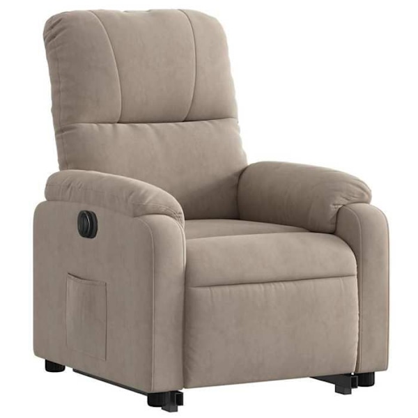 Soffa med elektrisk lyftfunktion för TV, mycket bekväm i mikrofiber tyg taupe DEC028589 Guld