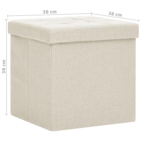 Foldbar opbevaringspuf 38 x 38 x 38 cm i hvid creme stof DEC026342 Vit