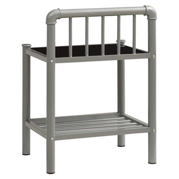 Sæt med 2 natborde med hylde 45 x 34,5 x 62,5 cm i sort metal og glas DEC035412 Metall