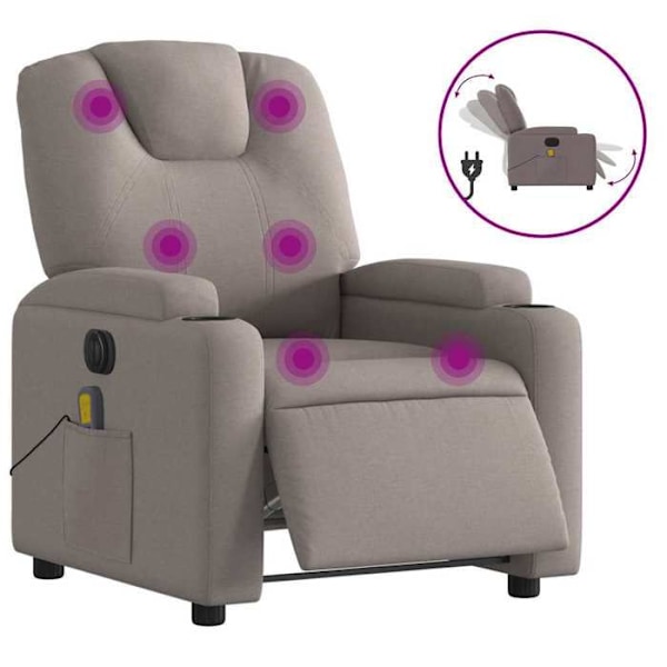 Avslappningsfåtölj för TV med massagefunktion, elektriskt justerbar i taupe tyg DEC027272 Mol
