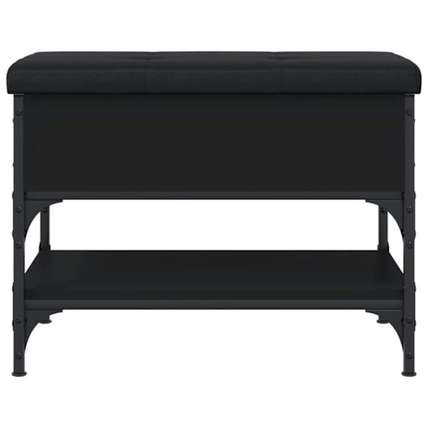 Skoopbevaring med sort sædepolstring 62 x 42 x 45 cm i sort ingeniørtræ og metal DEC024919 Brun