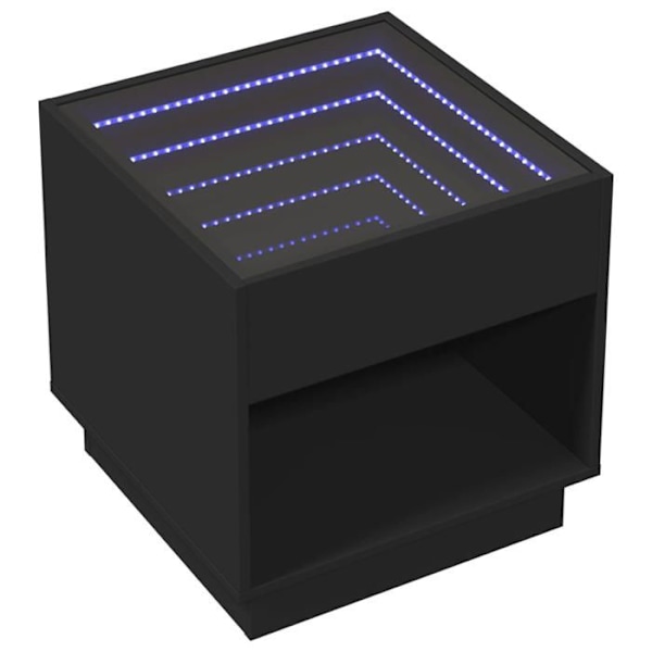 Yöpöytä LED-peilillä ja avoimella osastolla 50 x 50 x 50 cm mustaa engineering-puuta ja lasia DEC033160 kastanj