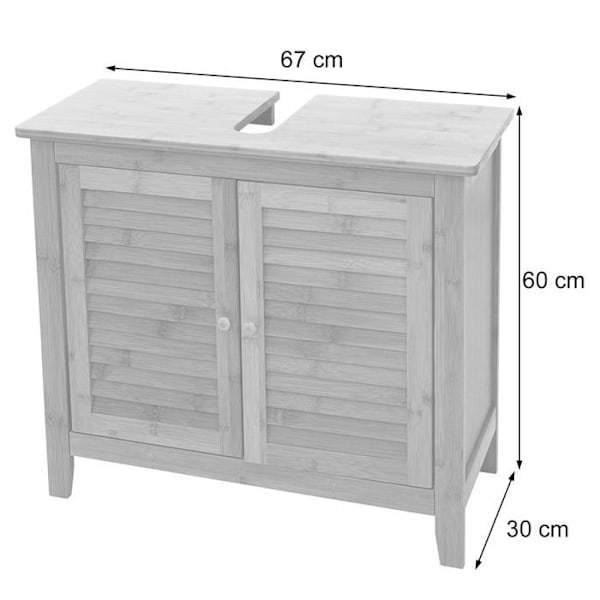 Bamboo design undersink cabinet, praktisk og elegant til badeværelse 60x67x30cm 04_0001253 Flerfärgad