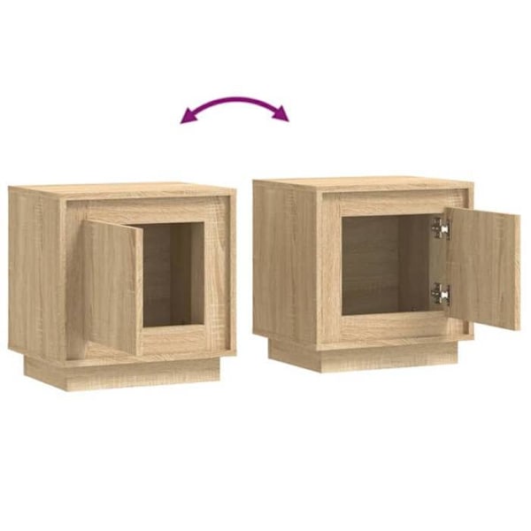 Nattested med skuffe og dør 44 x 35 x 45 cm ingenierisk træ farve eg DEC033878 kastanj
