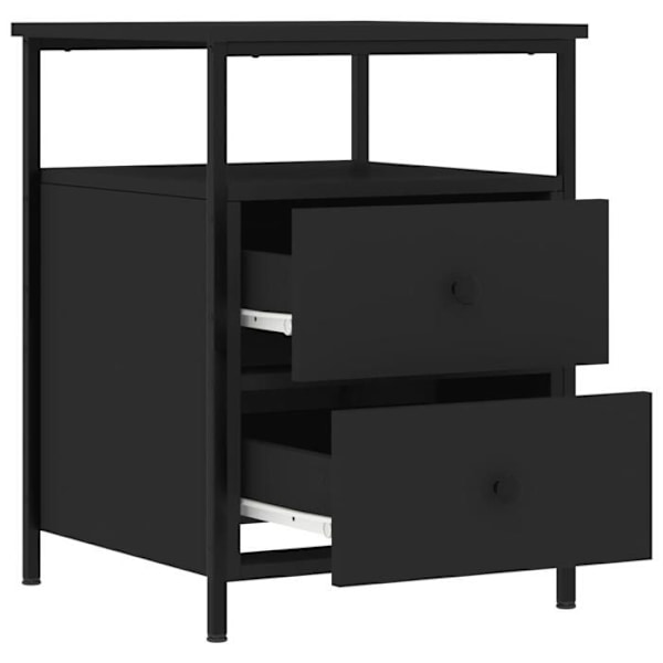 Yöpöytä, jossa on kaksi vetolaatikkoa ja hylly 44 x 45 x 60 cm mustaa teknistä puuta DEC034488 kastanj